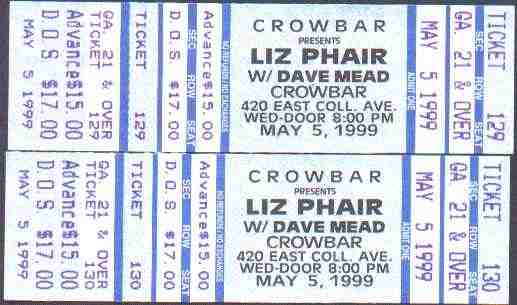 Tickets to Liz Phair show at the Crowbar